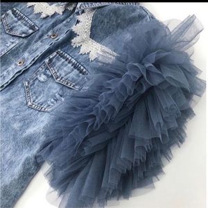 Denim tulle top